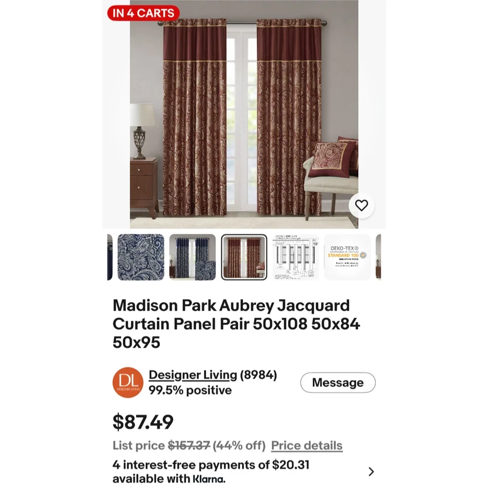 Madison Park Aubrey Jacquard Curtain Panel Pair 50
